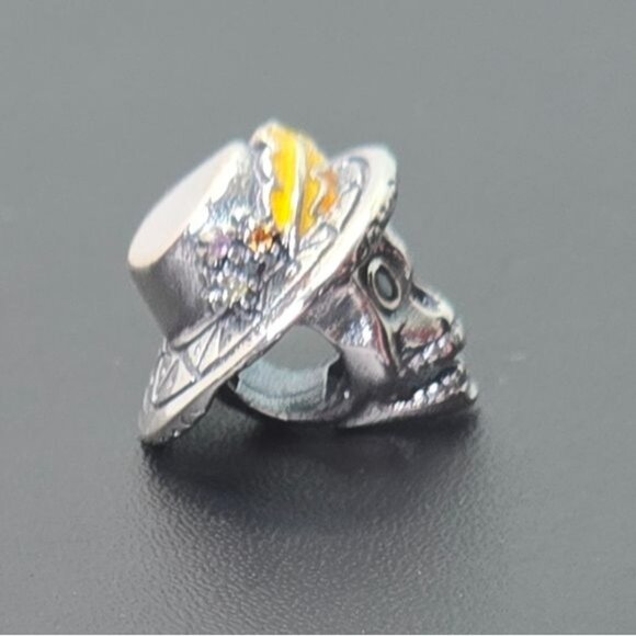 ๐ Silver Skull Charm with Yellow Hat (NWOT) - Picture 3 of 5